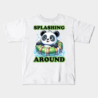 Panda Pool Party - Splashing Around Cute Summer Tee Kids T-Shirt